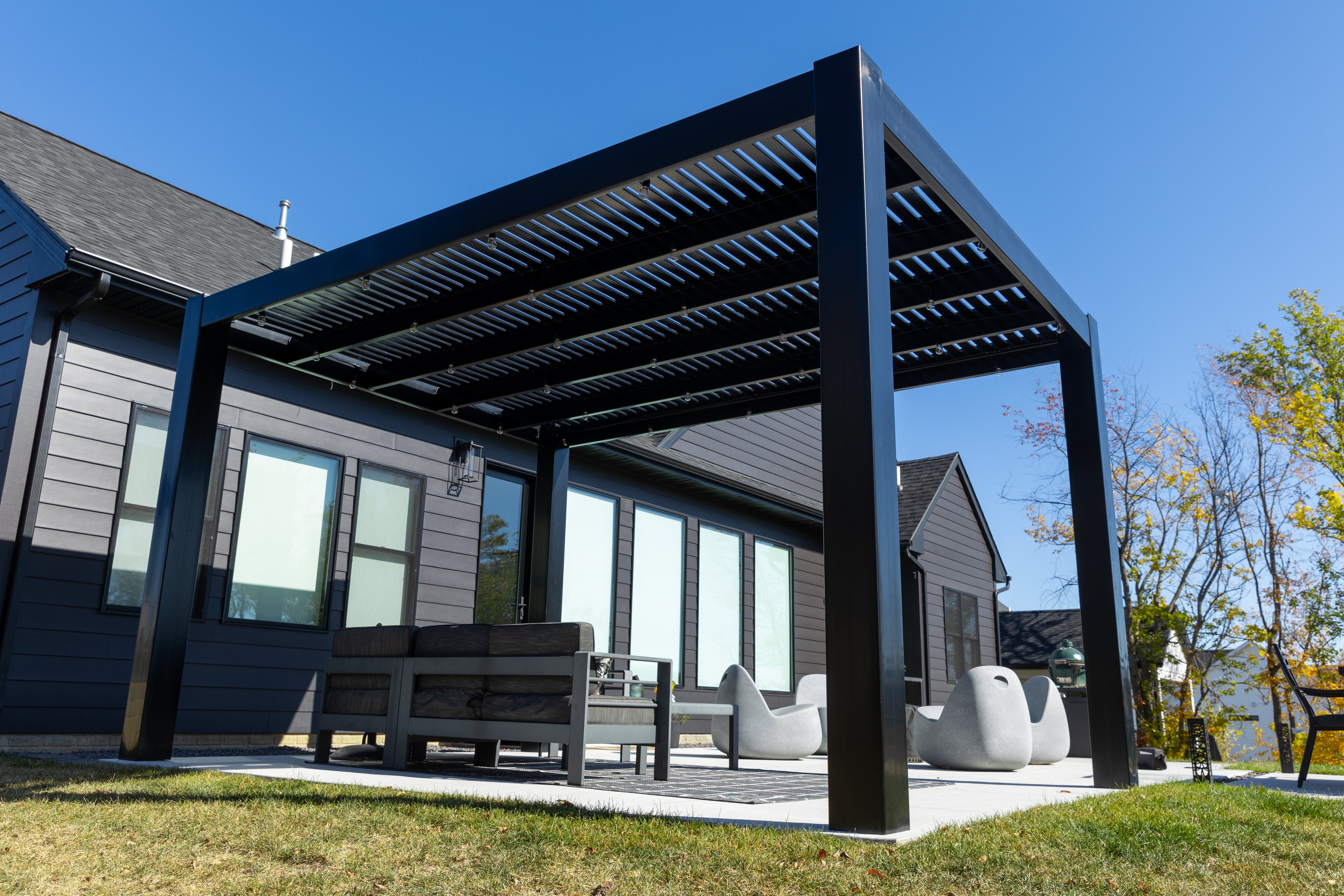 Modern 8-Ft Deep Free-Standing Pergola Kit by Desired Width