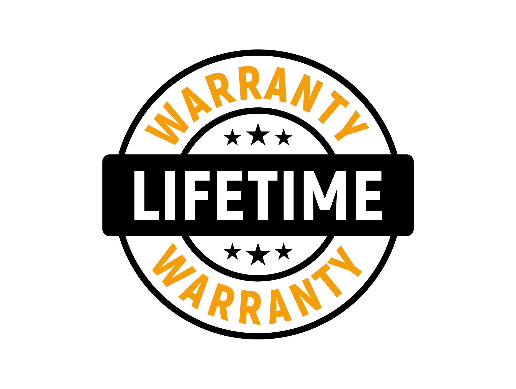 Moda Pergolas Lifetime warranty stamp with stars on a white background