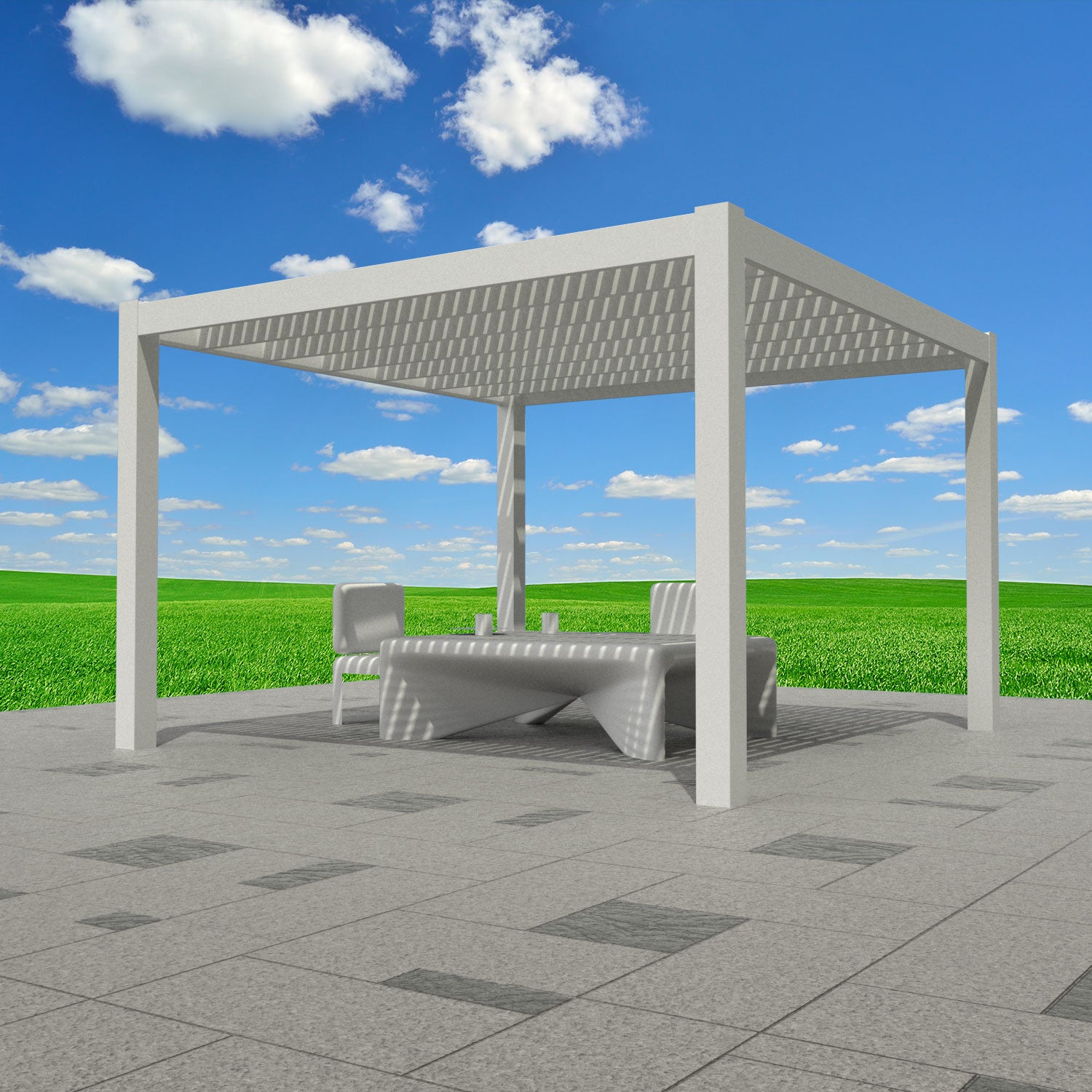 Modern 24-Ft Deep Free-Standing Pergola Kit by Desired Width