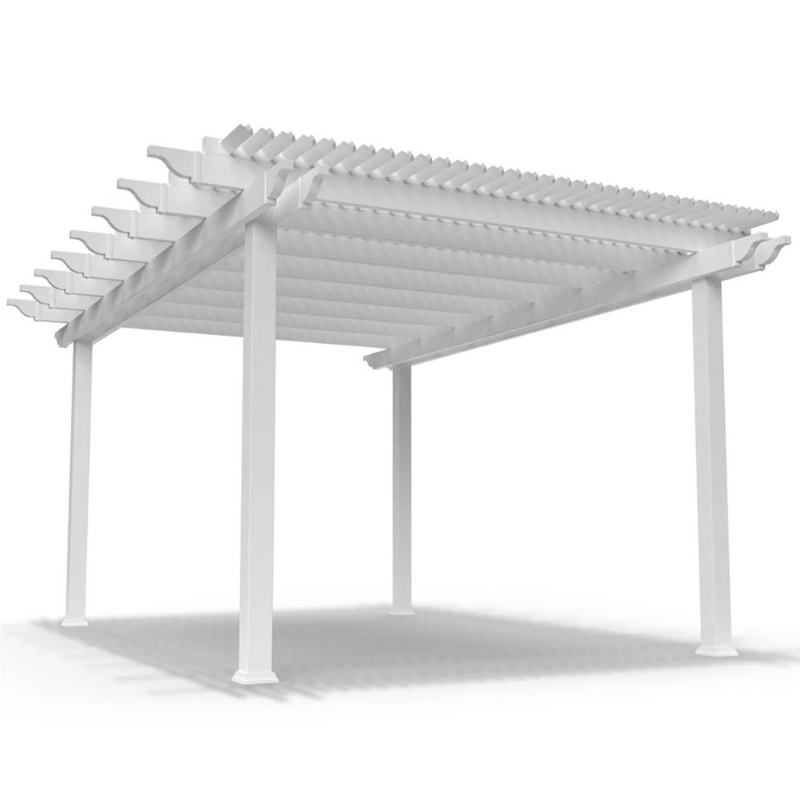 White pergola structure on a white background